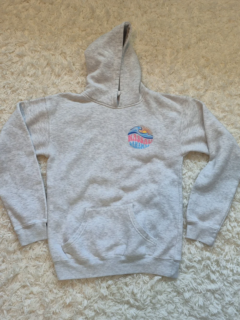 Nassau Bahamas Gray Kids Hoodie - Retro Surf Graphic